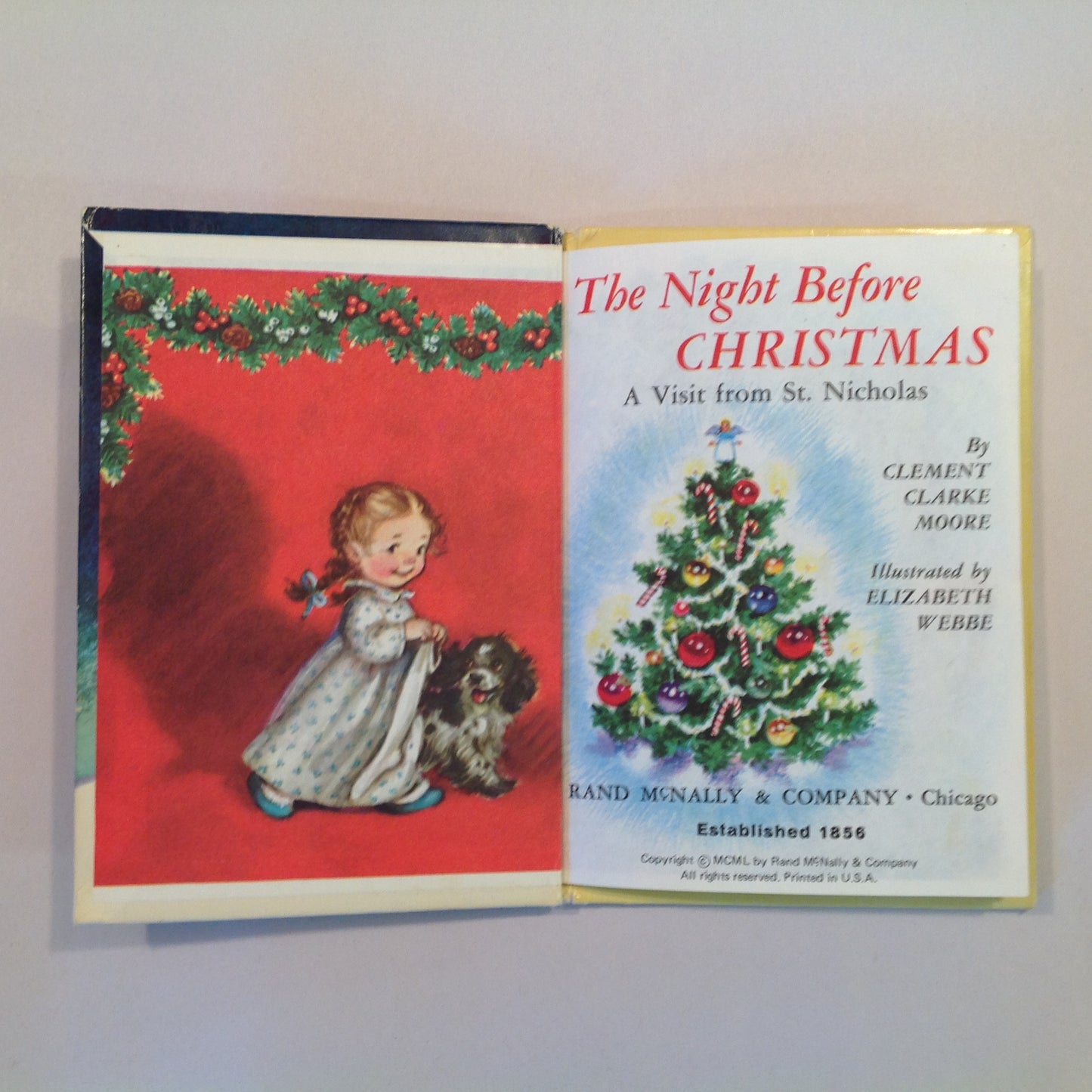 Vintage 1950 Children's Hardcover The Night Before Christmas McNally Junior Elf