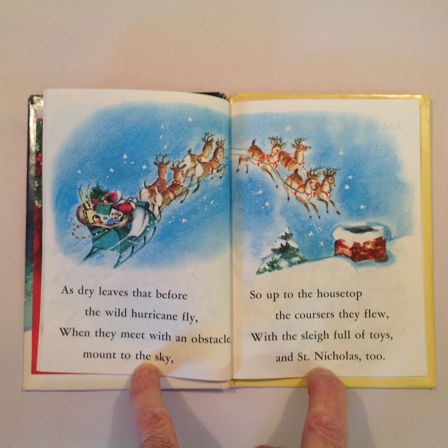 Vintage 1950 Children's Hardcover The Night Before Christmas McNally Junior Elf