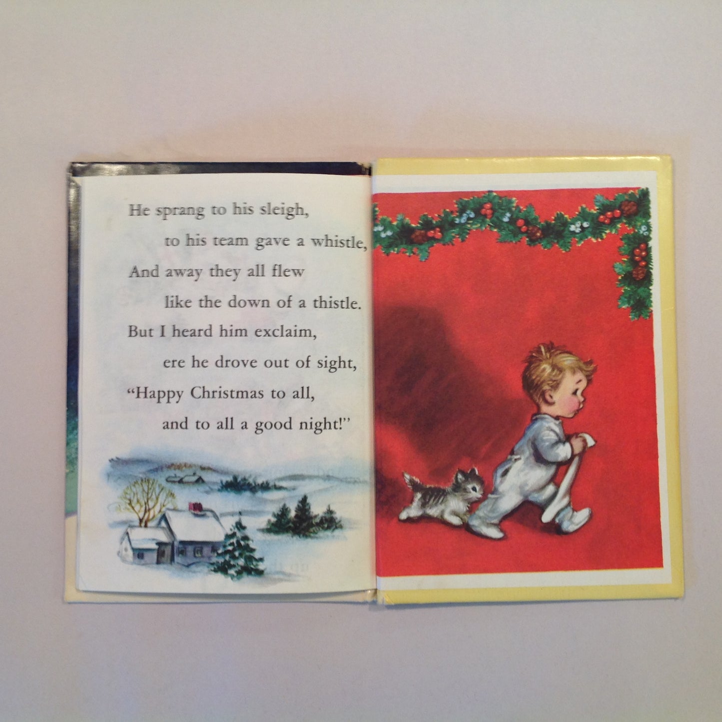 Vintage 1950 Children's Hardcover The Night Before Christmas McNally Junior Elf