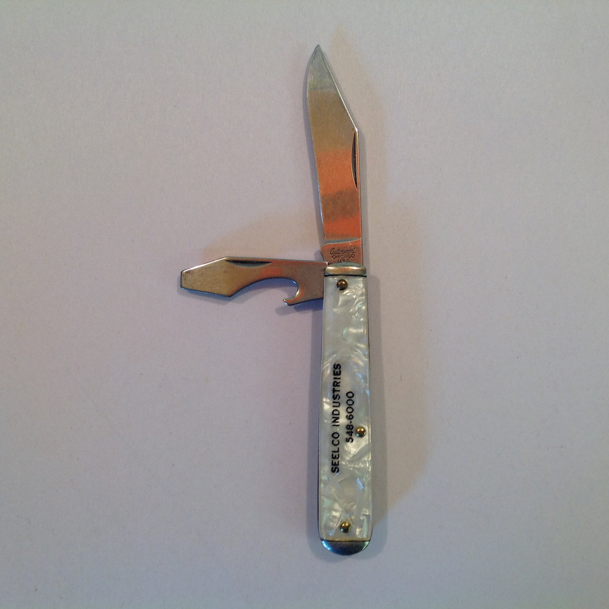 Vintage Promotional Enamel Handle Autopoint Pocket Knife Seelco Indust