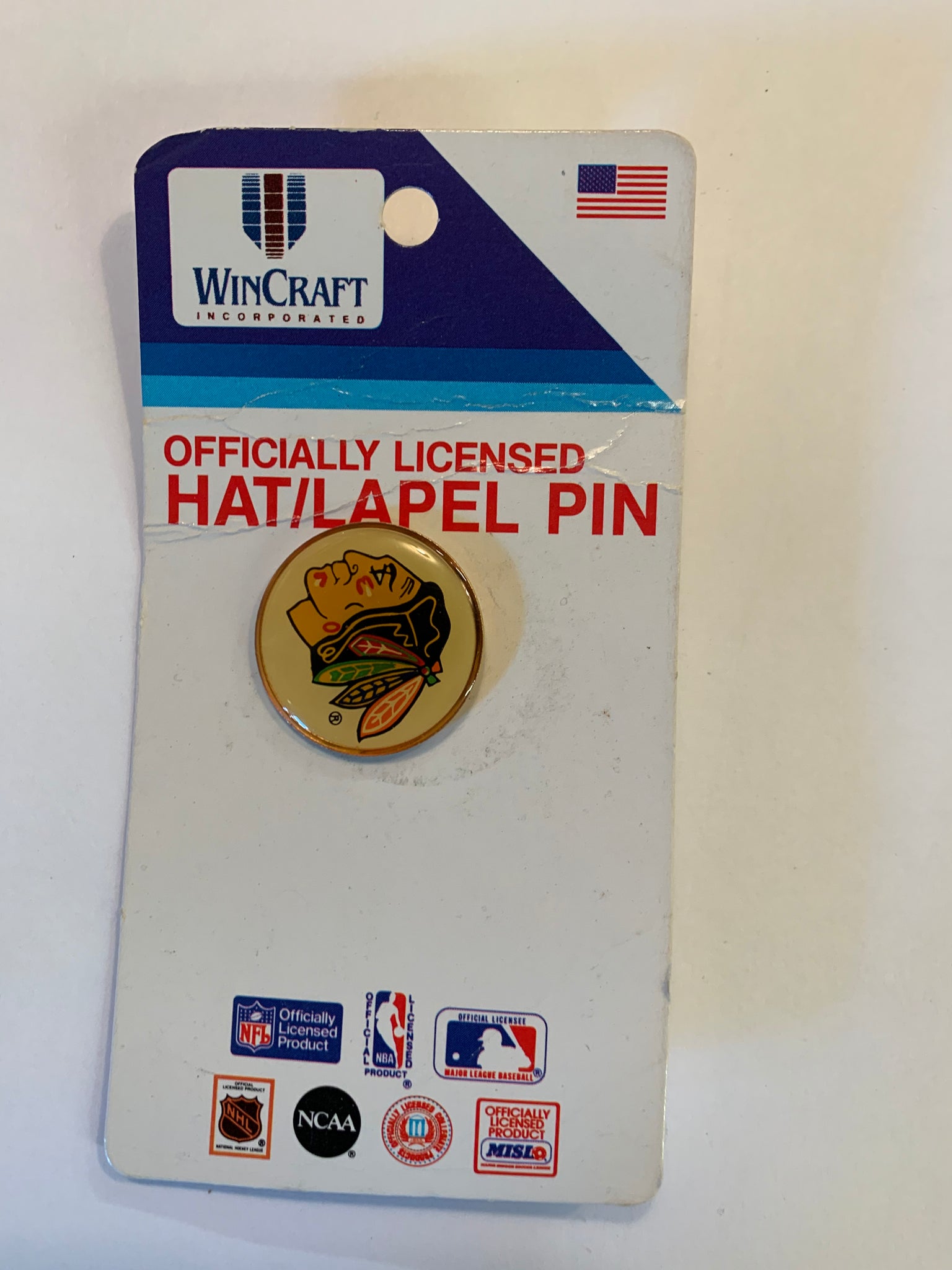 Vintage 1990's Chicago Blackhawks Lapel Pin NHL Sports Hockey Time