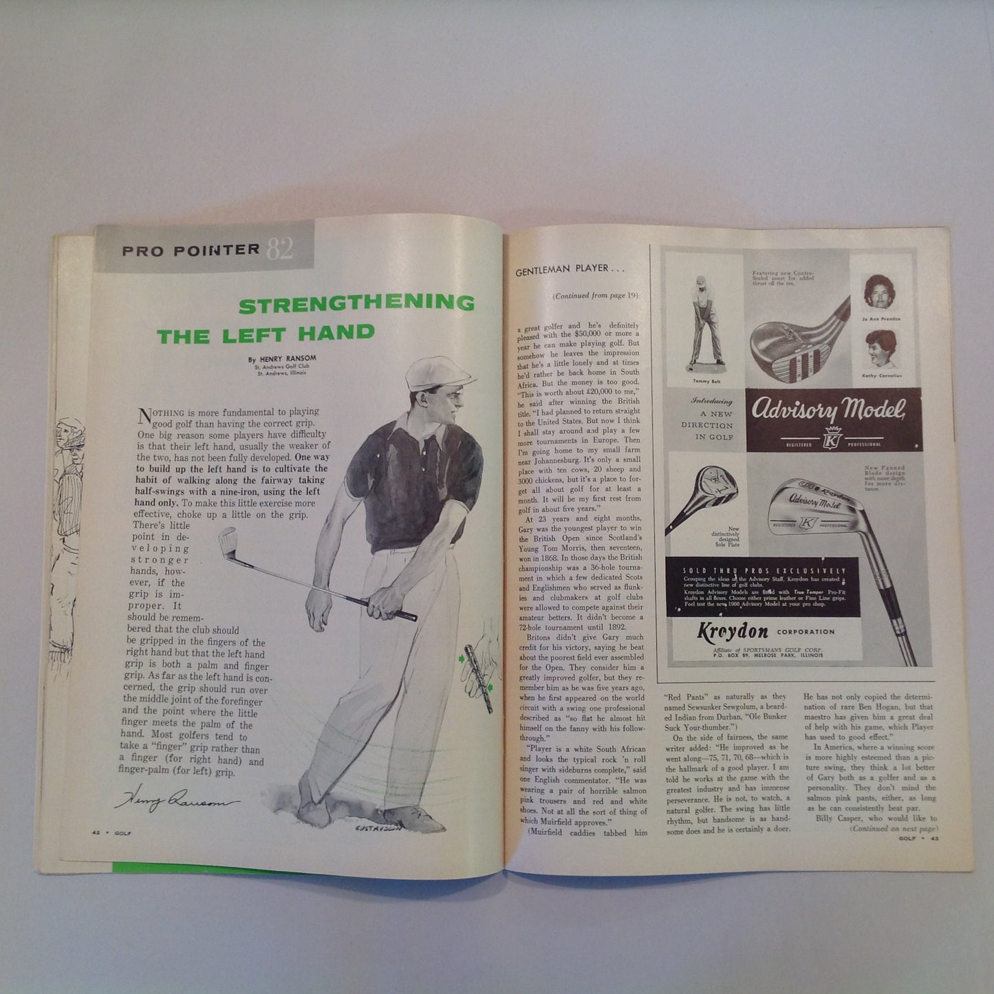 Vintage July 1960 GOLF Magazine Pro Pointers Lloyd Mangrum Mike Turnesa