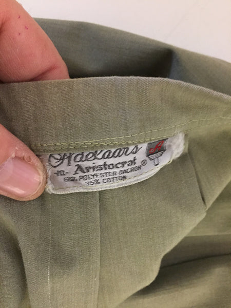 Stunning Vintage Adekaars Army Green Pleated Waist Circle Skirt