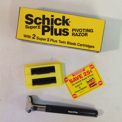 Vintage 1990's NOS SCHICK Plus Super II Pivoting Razor 2 Twin Blade Cartridges