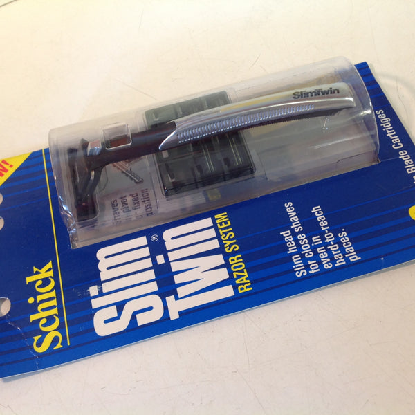 Vintage 1989 NOS Shick Slim Twin Razor System Razor and Two Twin-Blade Cartridges Unopened