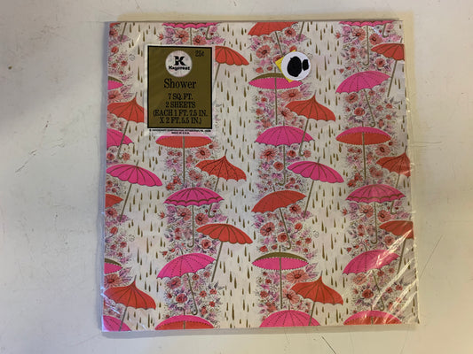 Vintage Kaycrest Umbrella Pink Shower Themed Wrapping Paper