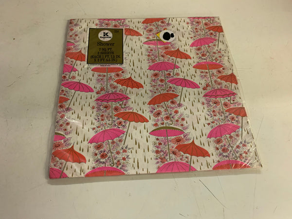 Vintage Kaycrest Umbrella Pink Shower Themed Wrapping Paper