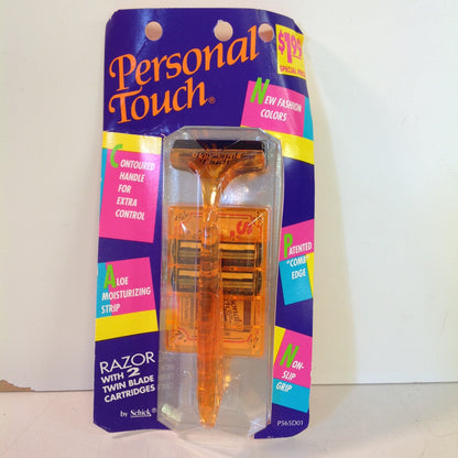Vintage 1990 NOS Schick Personal Touch Razor System Orange Women's 2 Cartridges