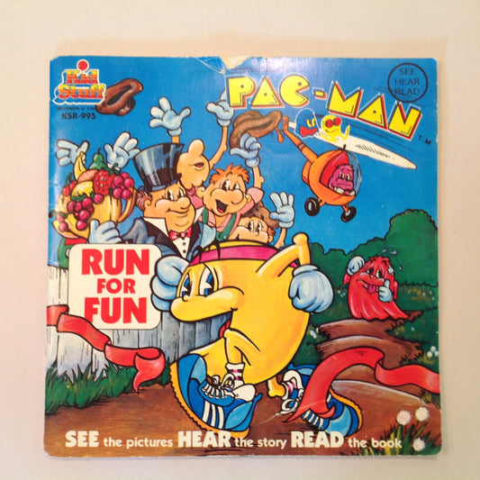 Vintage 1980 Children's Paperback Picture Book and Record Pac-Man Run For Fun