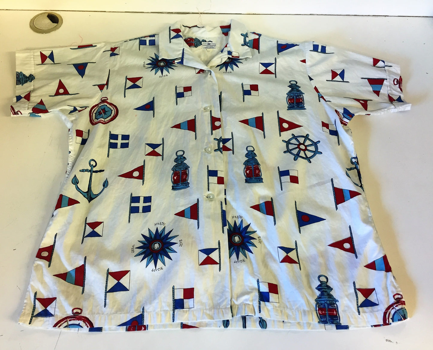 Vintage 1960's Nautical Button Up Blouse By Commodore Retro Fashion