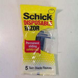 Vintage 1990's NOS SCHICK 5 Twin Blade Disposable Razors Pack Safety Cap Unused