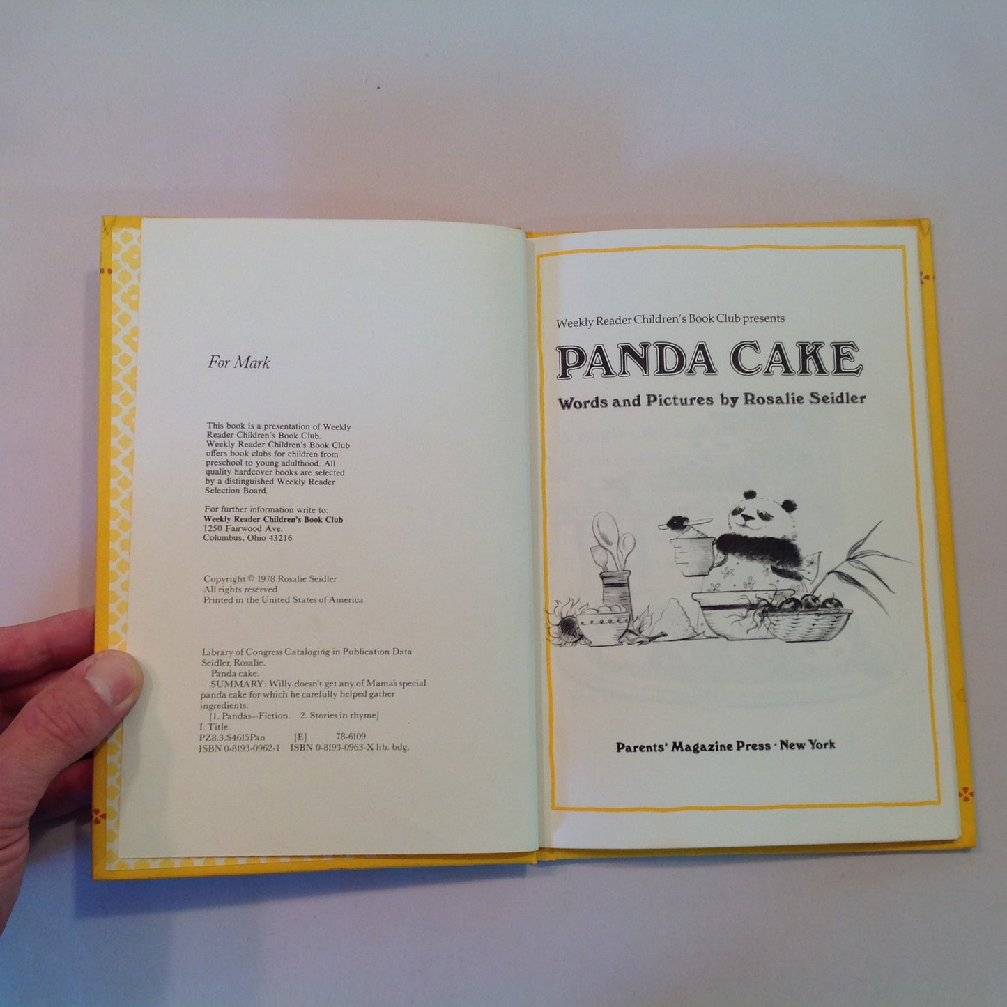 Vintage 1978 Children's hardcover Panda Cake Rosalie Seidler Weekly Reader