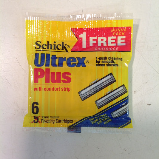 Vintage 1989 NOS SCHICK Ultrex Plus Pack 6 Twin Blade Pivoting Cartridges Unused