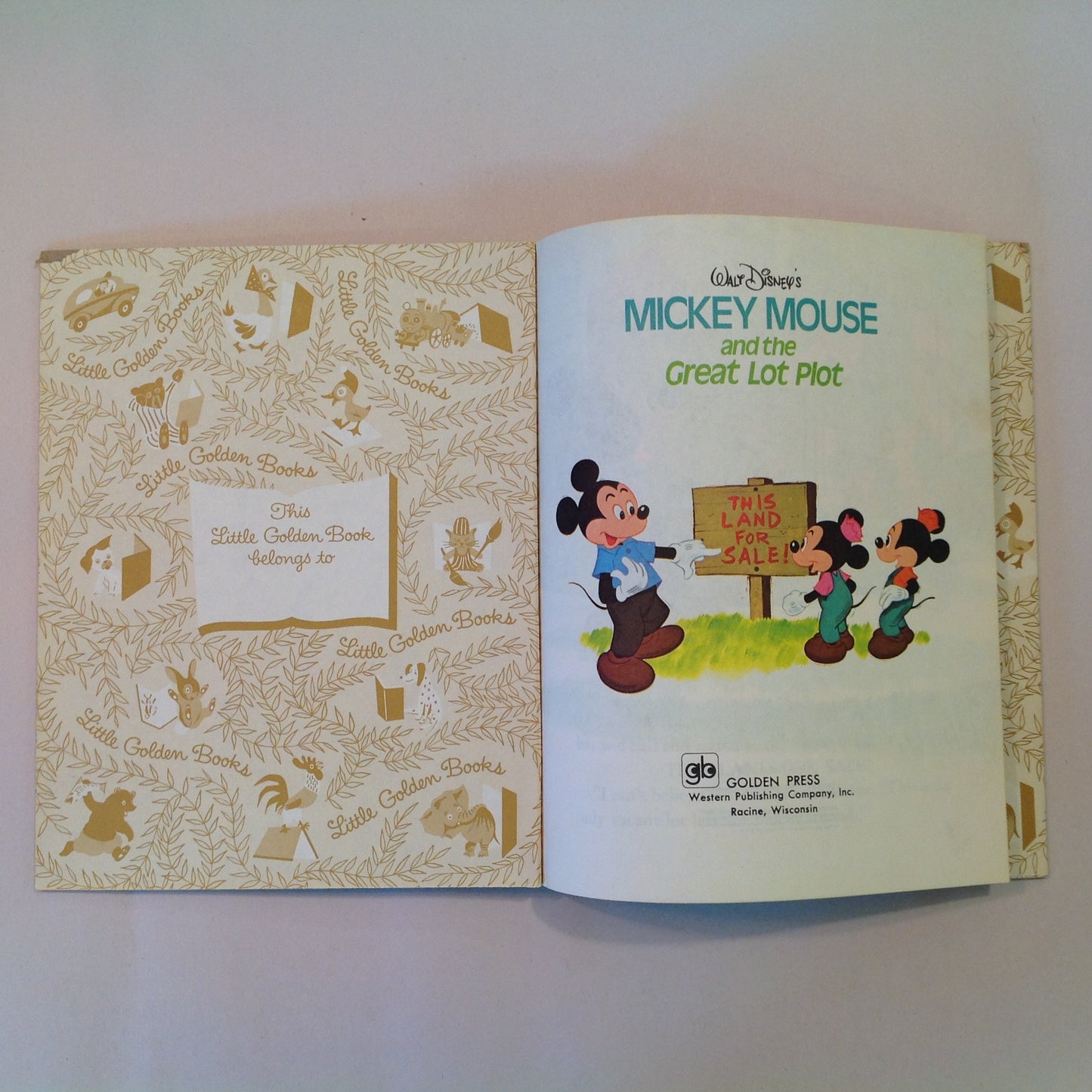 Vintage 1980 Children's Hardcover Picture Book Walt Disney's Mickey Mouse and the Great Lot Plot Little Golden Books