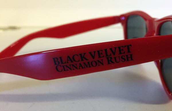 Cool Red Advertising Sunglasses Black Velvet Cinnamon Rush Beer Liquor