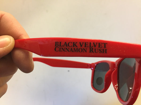 Cool Red Advertising Sunglasses Black Velvet Cinnamon Rush Beer Liquor