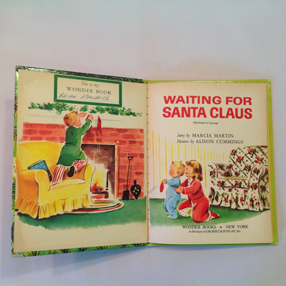 Vintage 1952 Children's Hardcover Picture Book Waiting For Santa Claus Marcia Martin Alison Cummings Wonder Books