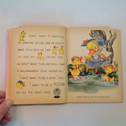 Vintage 1955 Children's Hardcover Picture Book Slappy: The Story of a Little Duck Cathryn Taylor Elsie Church Bonnie Books
