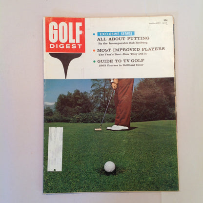 Vintage January 1963 GOLF DIGEST Magazine Guide to TV Golf Bob Rosburg Putting