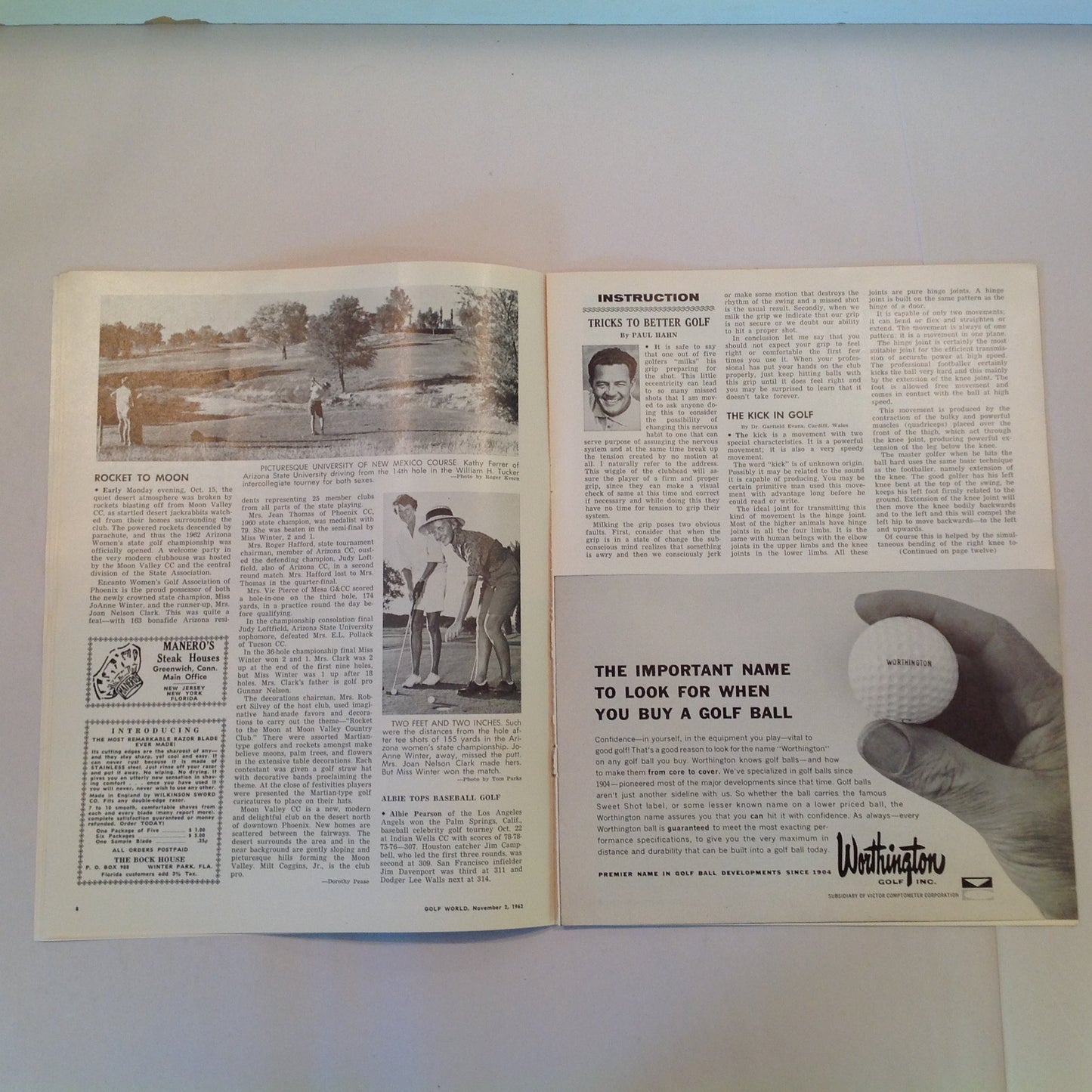 Vintage November 2 1962 Golf World Weekly Golf News Vol 16 No 23