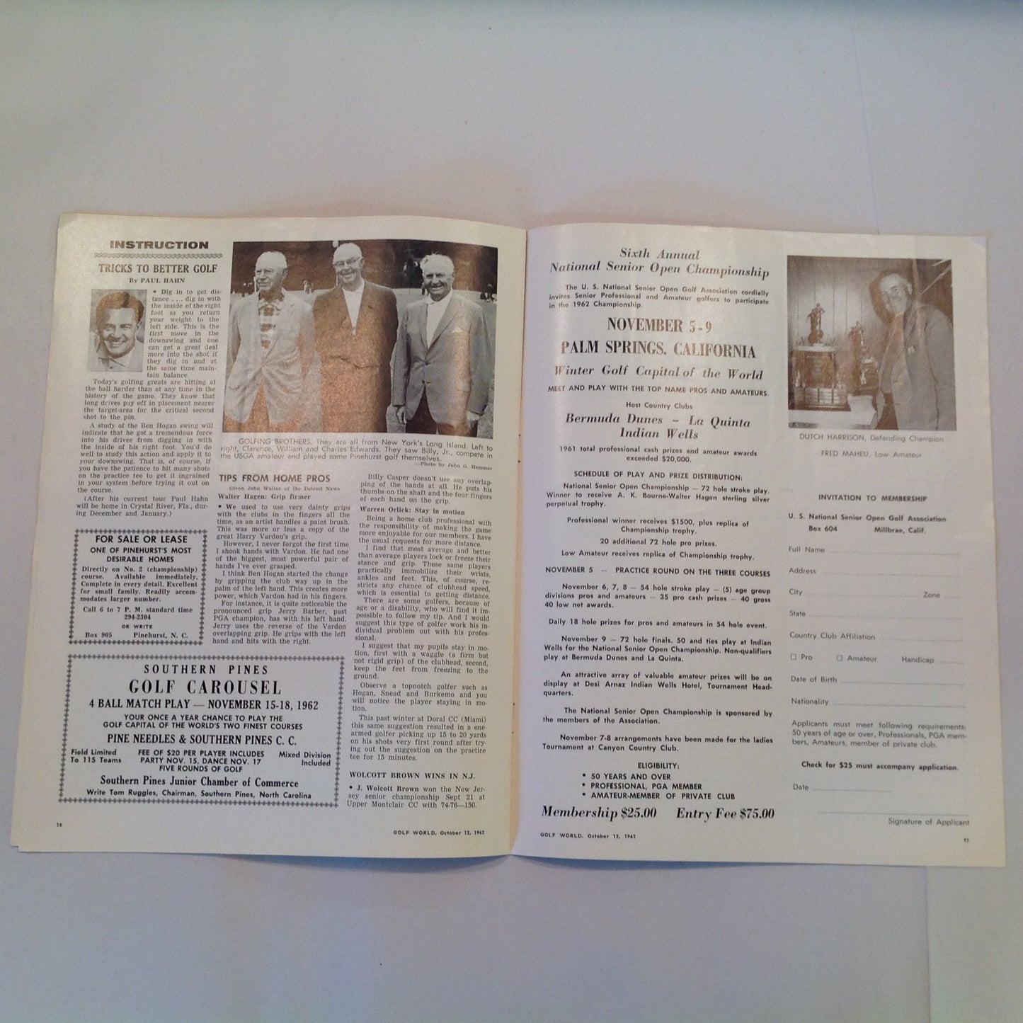 Vintage October 12 1962 GOLF WORLD Weekly Golf News Vol 16 No 20