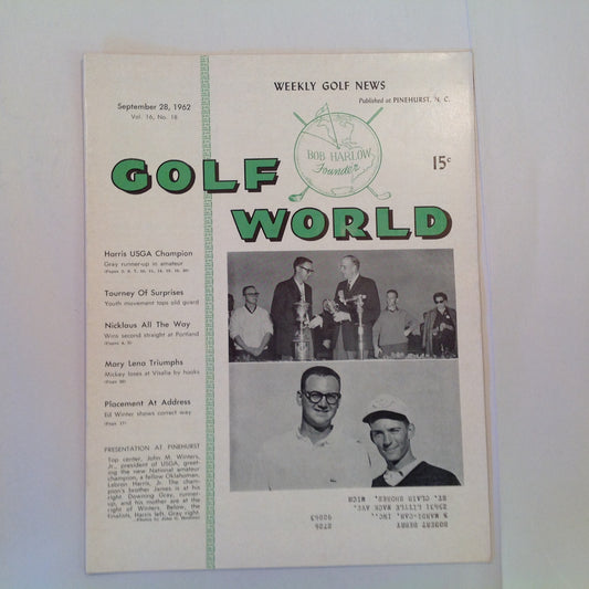 Vintage September 28 1962 GOLF WORLD Weekly Golf News Vol 16  No 18