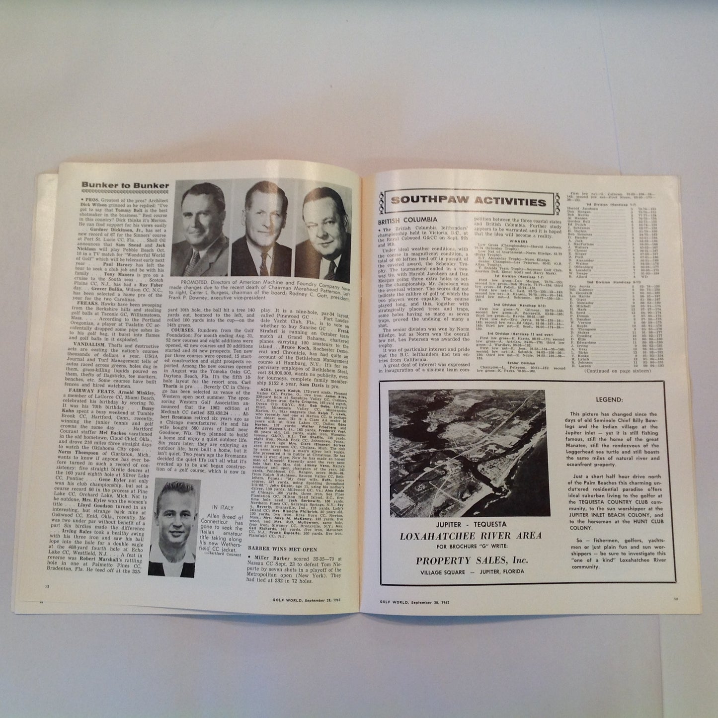 Vintage September 28 1962 GOLF WORLD Weekly Golf News Vol 16  No 18