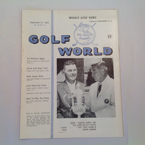 Vintage September 21 1962 GOLF WORLD Weekly Golf News Vol 16 No 17