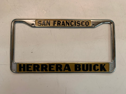 Vintage Metal License Plate Frame Holder Herrera Buick San Francisco Auto Jaydie