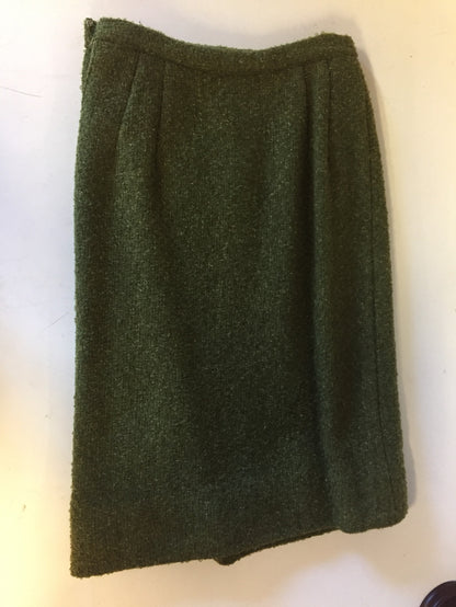 Vintage 1970's Olive Green Wool Pencil Skirt Retro Fashion