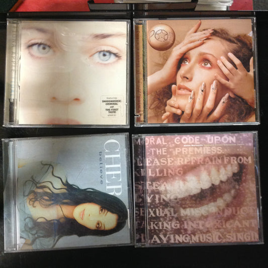 4 Disc SET BARGAIN CDs Cher Believe Alanis Morissette Poe Haunted Fiona Apple Tidal Women Female Rock Folk Dance Club