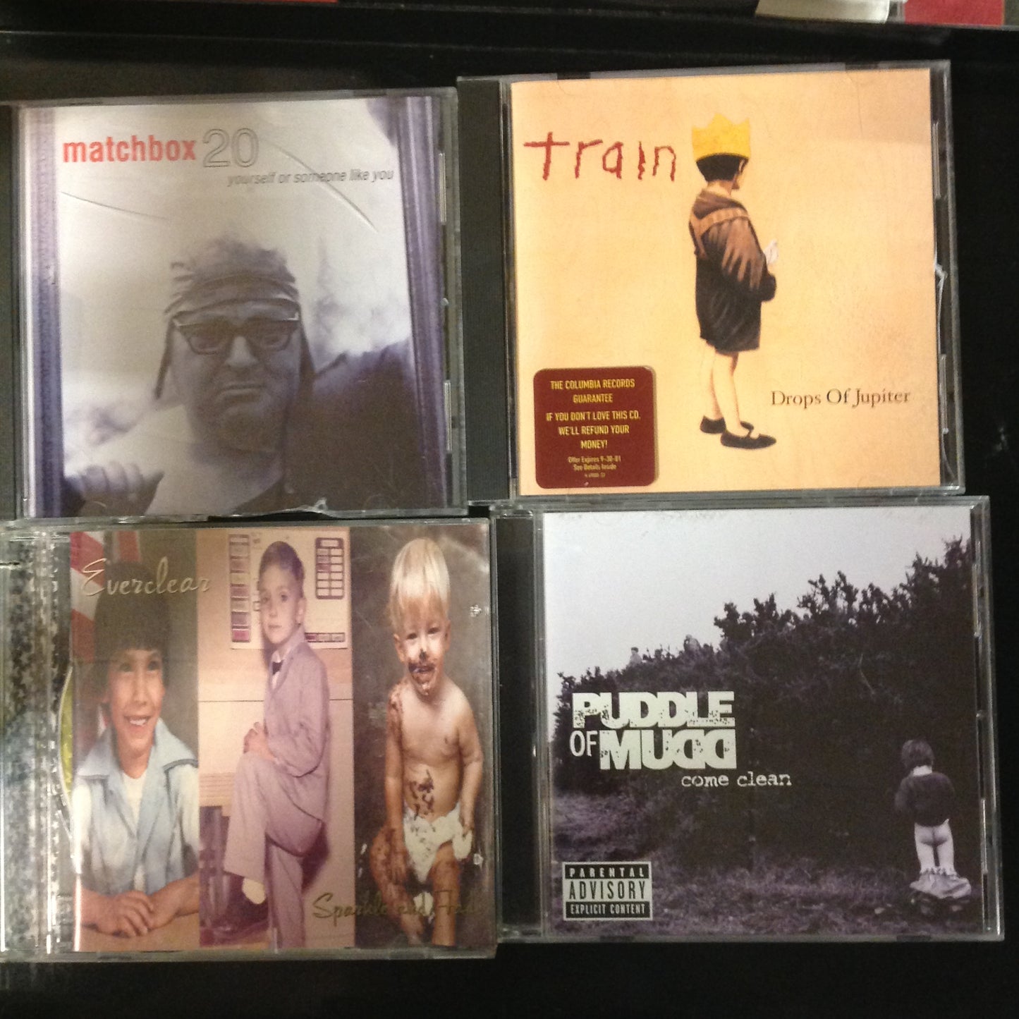 4 Disc SET BARGAIN CDs Train Drops of Jupiter Puddle Of Mudd Come Clean Matchbox 20 Yourself or Someone Like You Everclear Sparkle and Fade 2000's 90's Rock Alternative Catchy Radio Singles