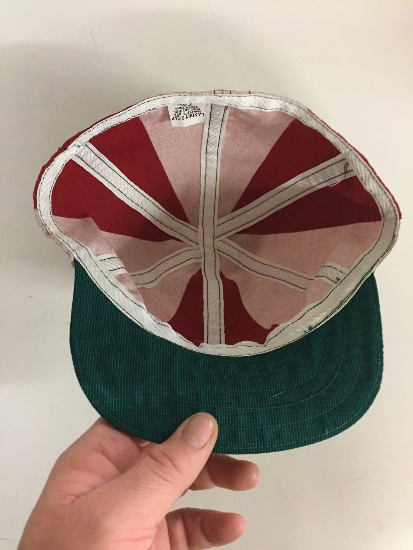 Vintage Red & White Landry's Cap Welder's Hat Retro