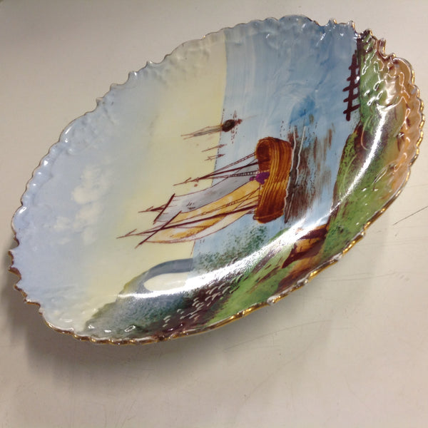 Vintage Limoges Porcelain Collector's Plate with Pastoral Sailing Scene