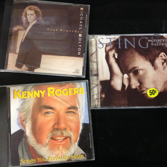 3 Disc SET BARGAIN CDs Sting Mercury Falling Kenny Rogers Songs You Know By Heart Michael Bolton Soul Provider