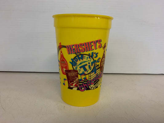 Vintage 1992 Hershey's Chocolate Syrup "Now it's Time 4 Chocolate" Plastic Yellow Drink Cup