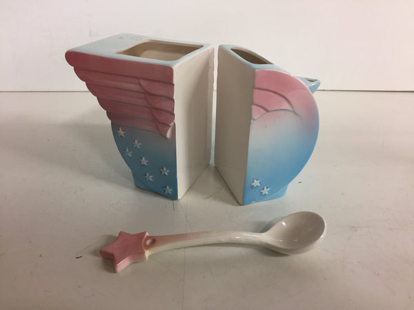 Vintage 1980's Ceramic Novelty Cream & Sugar Patriotic Plezman Designs