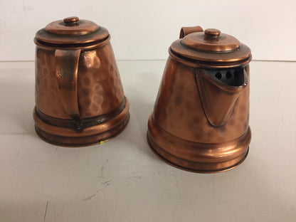 Vintage Solid Gregorian Copper Hammered Cream & Sugar Containers