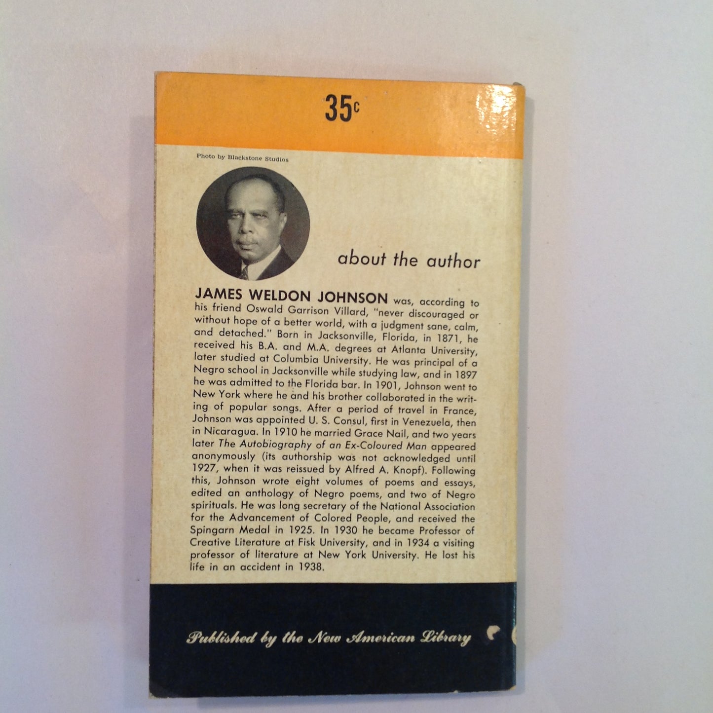 Vintage 1948 Mass Market Paperback The Autobiography of An Ex-Coloured Man James Weldon Johnson Mentor First