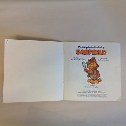 Vintage 1990 Children's Paperback Mini-Mysteries Featuring Garfield: Mystery of the Missing Teddy Bear and Case of the Lost Lasagna Jim Kraft Paws, Inc