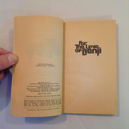 Vintage 1977 Mass Market Paperback For the Love of Benji I.F. Love Movie Tie-In First
