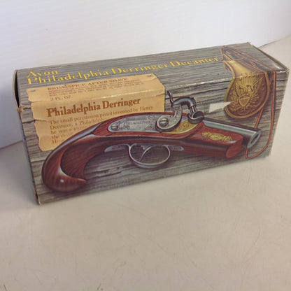 Vintage 1970's AVON Philadelphia Derringer Brisk Spice After Shave 3 Fl Oz Decanter Unopened with Original Box