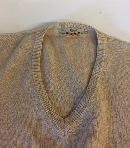Vintage 1960's - 70's Braemar Pure Cashmere Tan Pull Over Sweater Made In Scotland