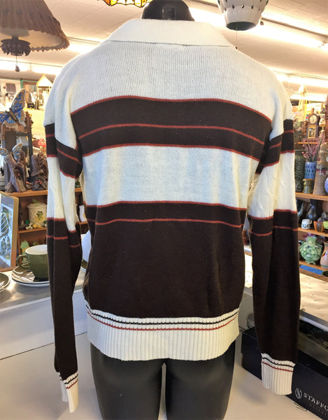 Vintage 1970's Studio One By Campus Brown & White Pull Over Sweater Soft