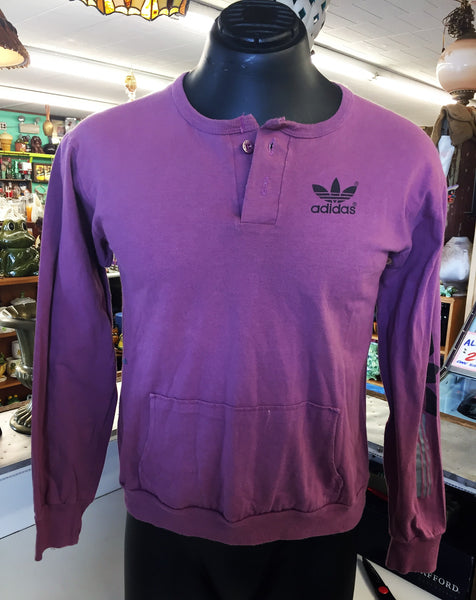 Vintage 1980's Adidas Purple Long Sleeve Pull Over Shirt Sz M Made In USA