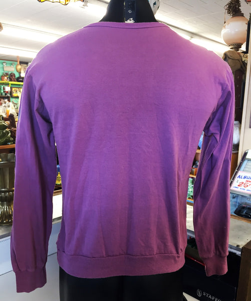 Vintage 1980's Adidas Purple Long Sleeve Pull Over Shirt Sz M Made In USA