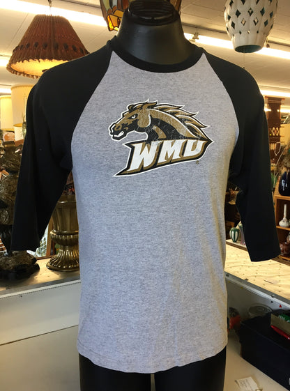Vintage 1980's WMU Western Michigan University 3/4 Length Sleeve Sports Shirt