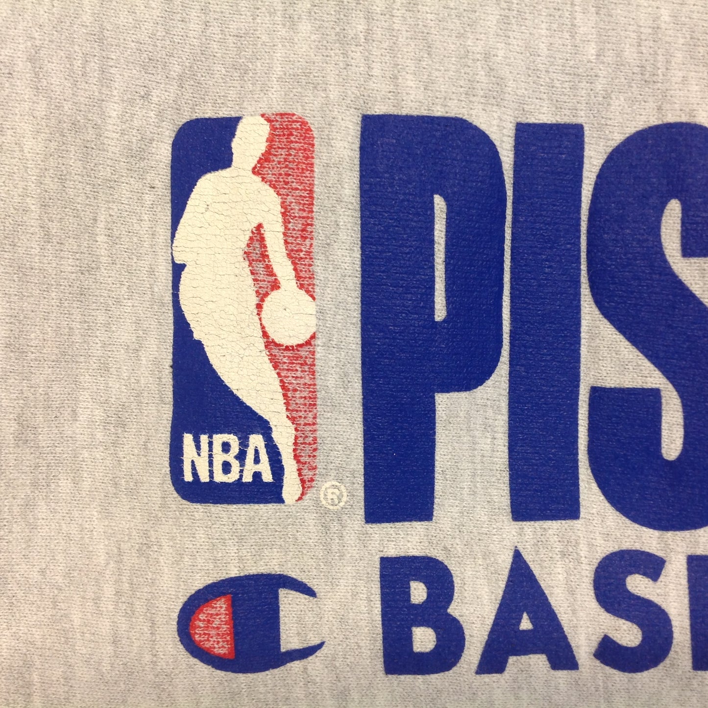 Vintage 1990's Champion Long Sleeve Reverse Weave Sweatshirt Gray Detroit Pistons Basketball