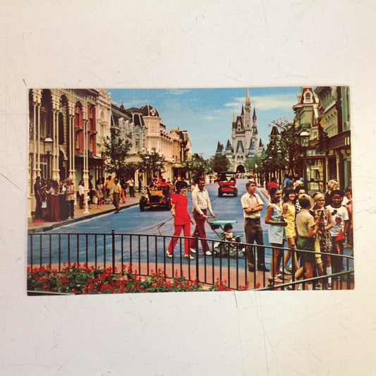 Vintage Walt Disney Productions Souvenir Color Postcard Main Street USA Walt Disney World Florida