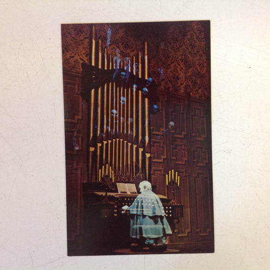 Vintage Walt Disney Productions Souvenir Color Postcard The Haunted Mansion Ghostly Organist Walt Disney World Florida